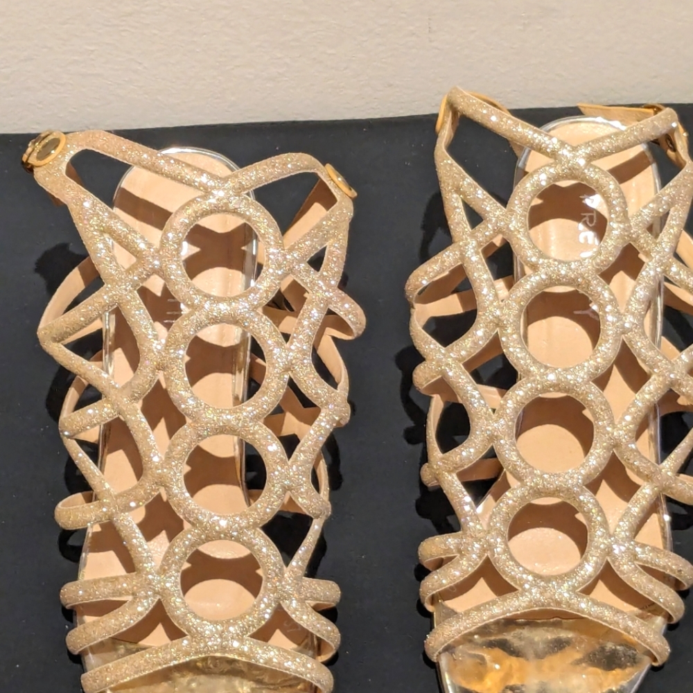 Gold strappy sexy high heel sandals- Size 6 (converted from Indian size 37)